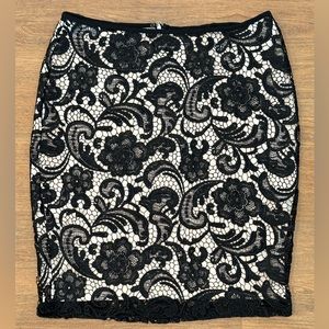 H&M Black Lace & Nude Above the Knee Skirt. Size M